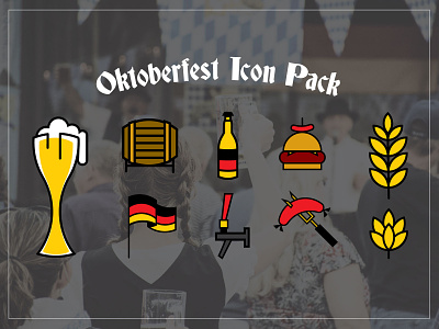 Oktoberfest Downloadable Vector Icon Pack beer bottle flag german germany glass hamburger hop icons illustrations illustrator keg leaf oktoberfest sausage stein tap vector