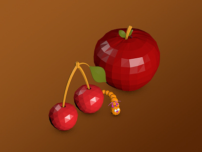 Fruits 3d 3d cartoon 3d model apple c4d cartoon cherry cinema 4d fruits illustration low poly worm