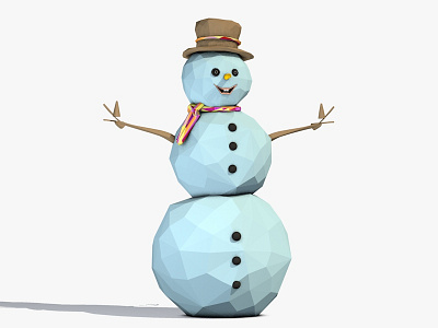 Snowman 3d 3d model cartoon holiday illustration low poly merry christmas new year snowman winter