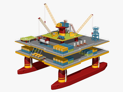 Oil Platform 3d 3d model c4d cinema 4d freelance generator illustration industrial industry oil platform refinery