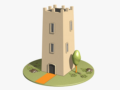 Cartoon Tower 3d 3d model architecture c4d cartoon cinema 4d game illustration low poly medieval render tower