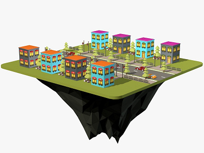 Cartoon Scene 3d 3d model architecture c4d cartoon cinema 4d city illustration low poly render rendering scene