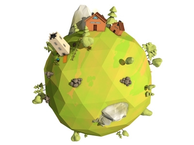 Low Poly Planet 3d 3d model architecture c4d cartoon cinema 4d city illustration low poly render rendering scene