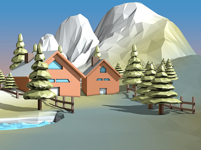 Cartoon Scene Low Poly 3d 3d model architecture c4d cartoon cinema 4d city illustration low poly render rendering scene