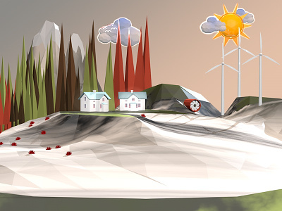 Landscape 3d model architecture cartoon design game graphic illustration landscape low poly rendering scene toon