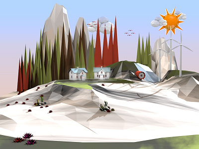 Cartoon Landscape Low Poly