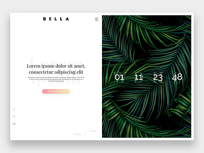 Bella | Home comingsoon countdown exercise layout ui ux