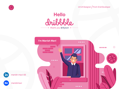 Hello Dribbble !! adobe xd debut debut shot design dribbble dribbble invite first shot flat hello dribbble minimal ui