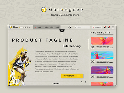 Garangeee | Tennis Store branding design e commerce figma uidesign uiux