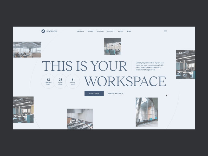 Coworking — Hero image animation animation awwwards coworking interaction landing ui web website