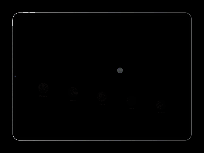 Planets Animation animation dark earth gif interaction ipad motion design planets space spaced transition