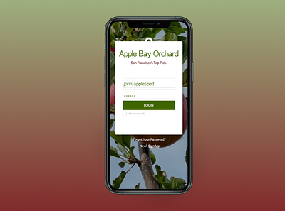 Apple Bay Orchard App Concept Log In Page figma mobile app design mockup ui