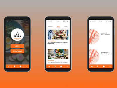 Bella Restaurant App Concept Mockup figma mobile app design mockup