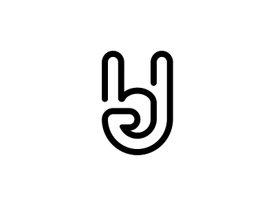 Junior Bellecour b letter design fingers gesture hand horns identity j letter line logo mark motion design one line school sign student