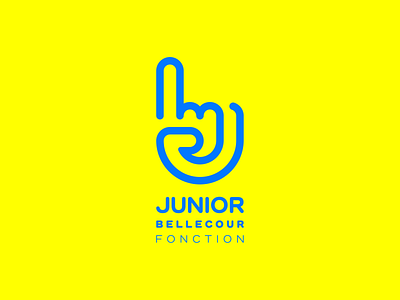 Junior Bellecour Logo system b letter design fingers fist gesture hand horns identity j letter line logo mark motion design one line school sign student