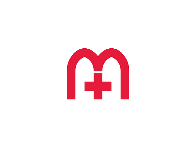 MedinSwiss arches brand branding cross design door humanitarian identity letter m logo mark medical medina red cross swiss vector