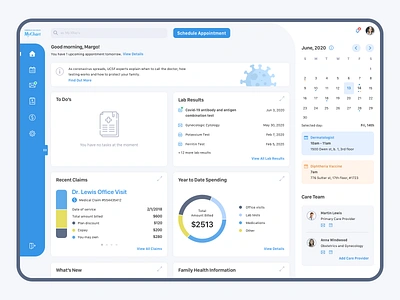 Redesign of the health platform "MyChart" powered by UCSF Health app banner calendar calendar ui chart dailyui dashboard data visualization dataviz design doctor health healthcare icons light menu menubar ui ux web