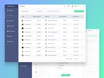 Medical Record Interface dashboard health interface list medical medicare record share ui ux web