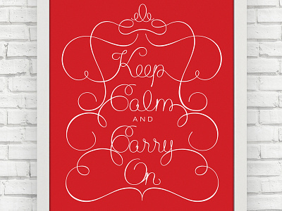Keep Calm Poster decorative design lettering red typography white