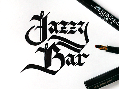 Jazz Logo blackletter calligraphy design identity lettering logo logotype pen sketch typography
