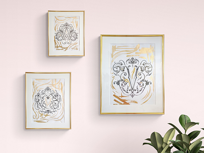 Custom Monogram Gift art calligraphy decorative design gold illustration initial lettering monogram monograms painting