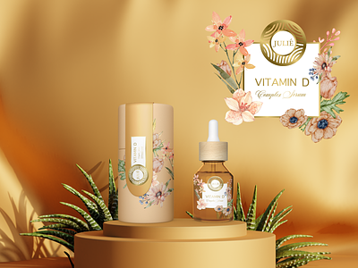 JULIE - Branding & Packaging Design bottle brand branding cosmetic decorative design floral gold identity illustration logo packaging