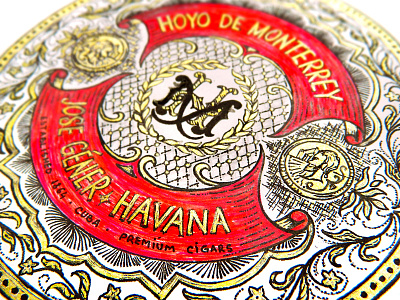 Cigar Packaging branding cigar decorative design gold illustration intricate luxury packaging red sketch vintage