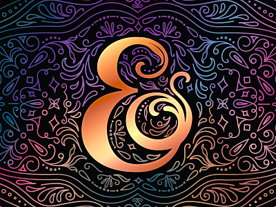 Ampersand ampersand colorful decorations gold illustration lettering typography