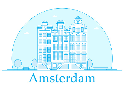 - Amsterdam - adobeillustrator amsterdam art bigcity blauw drawing dutch illustration illustrator nederland tekening wallart