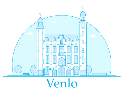 Venlo adobe art blue cityhall design drawing hometown illustration illustrator line wallart