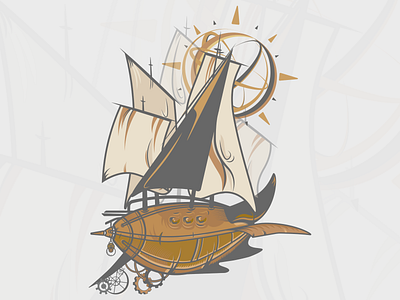 Steampunk ship - art (n.02) art branding design illustration illustrator ship steampunk steampunk ship vector