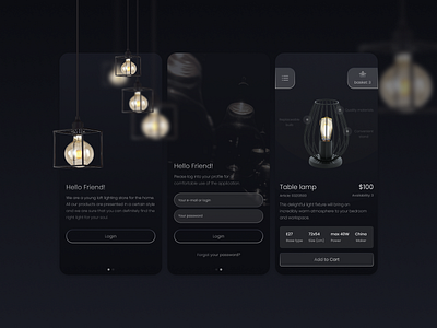 Loft lamps shop UI Design app app design art branding design figma glassmorphism lamp loft shop ui web design