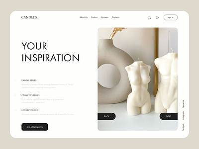 Minimalistic Candles & Womens Merchandise Website art branding candels candels shop design figma graphic design minimalism shop ui vector web design