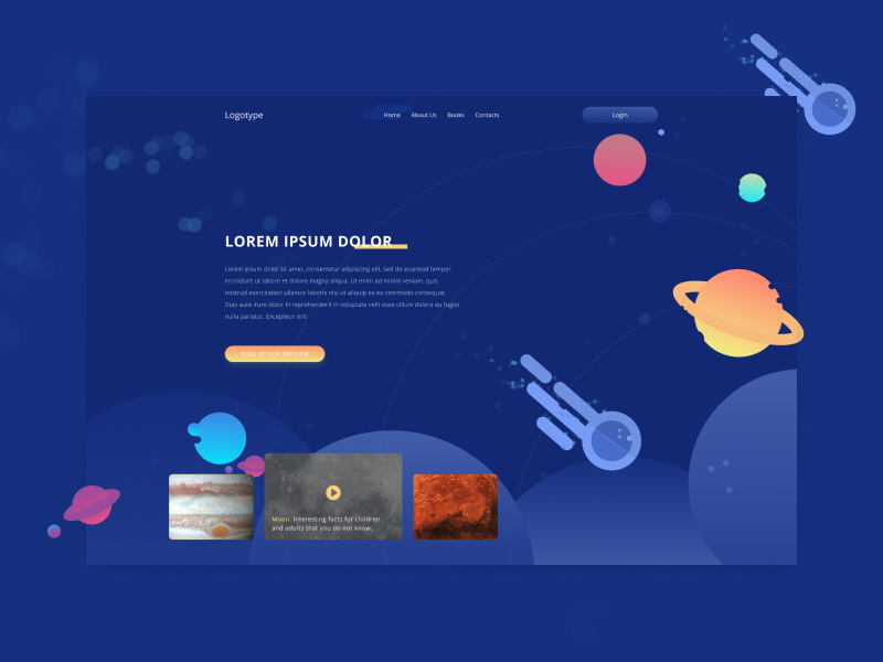 Website design for an educational space project books space illustration ui art web design photoshop vector design figma