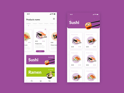 App design for a shop Japan Food app app design design figma japan photoshop ramen shop sushi ui vector web design