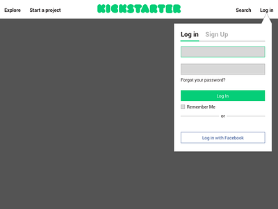 Kickstarter Popup Log In Concept concept dailyui 001 kickstarter login popup signup ux