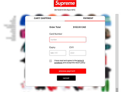 Supreme Credit Card Checkout