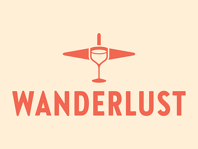 Wanderlust airplane branding design glass icon logo logomark mark symbol wine wineglass