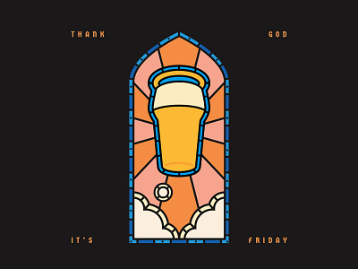 Thank God it's Friday beer cheers church friday illustration stained glass tgif weekend