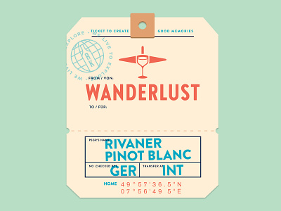 Wanderlust airplane branding identity logo luggage label mark travel wanderlust wine wine label