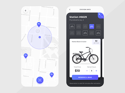 NextBike : Concept application bike card interface map sharing ui