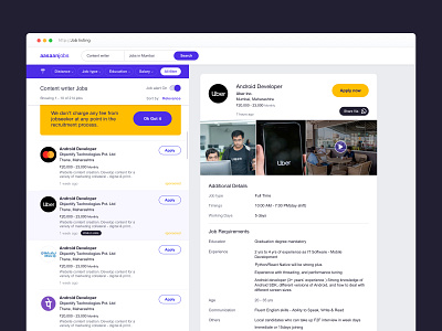 Job Listing Page aasaanjob bangalore clean indeed job listing linkedin listing listing page mumbai recruitment search ui ux
