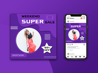 Weekend Super sale  offer social media, Instagram, Facebook post