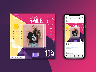 10% off mega sale social media post design