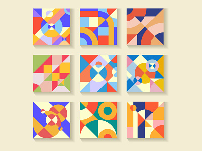 Set of vector abstract geometric covers in bauhaus style. 80s 90s abstract background bauhaus cover geometric set