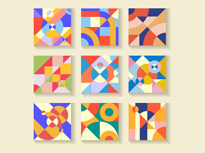 Set of vector abstract geometric covers in bauhaus style.