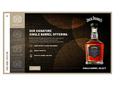 Jack Daniels Single Barrel Select Landing Page bourbon design jackdaniels mockup design redesign concept ui user interface design ux vector web webdesign website whiskey