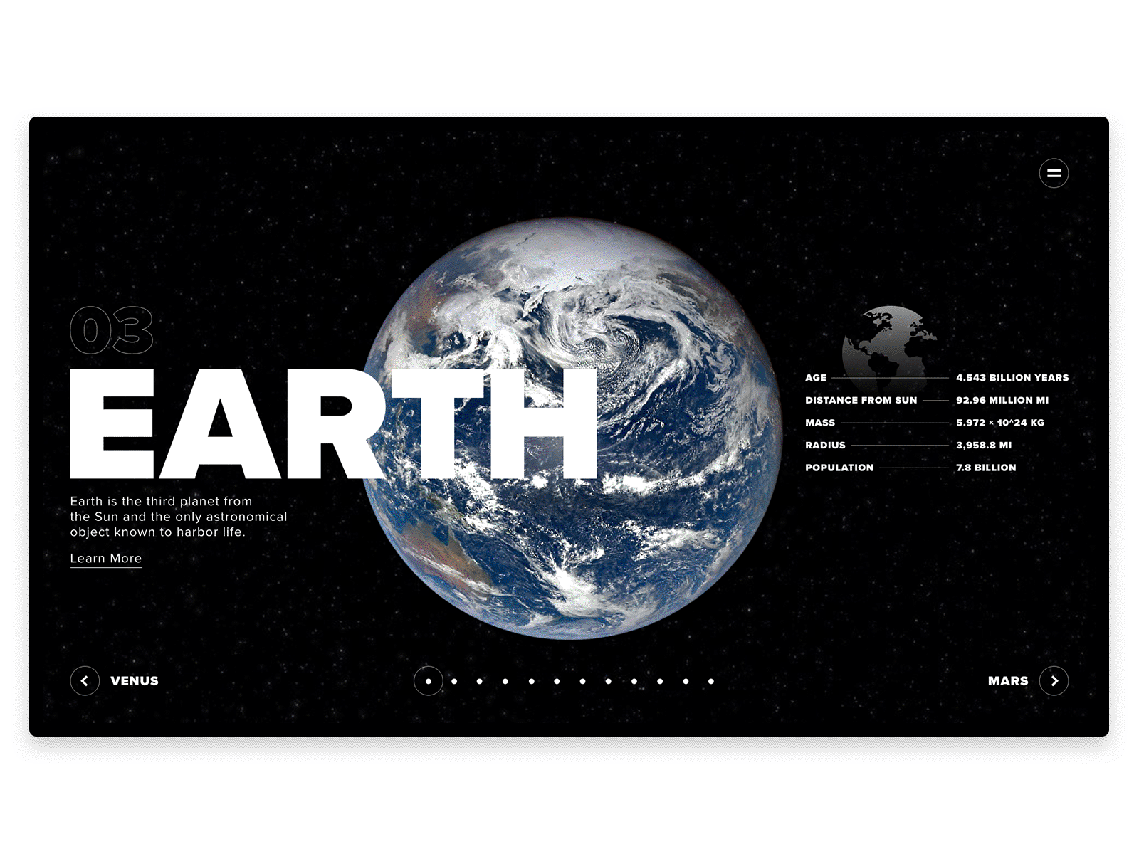 Earth Website Concept earth earthday mockup design outerspace space ui user interface design ux webdesign website