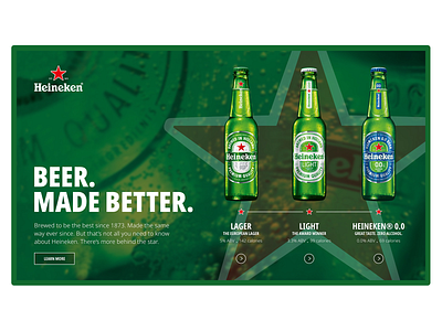 Heineken Redesign Concept design mockup design redesign concept ui user interface design ux vector web webdesign website