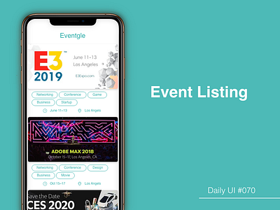 "Event Listing" DailyUI 070 070 dailyui event listing